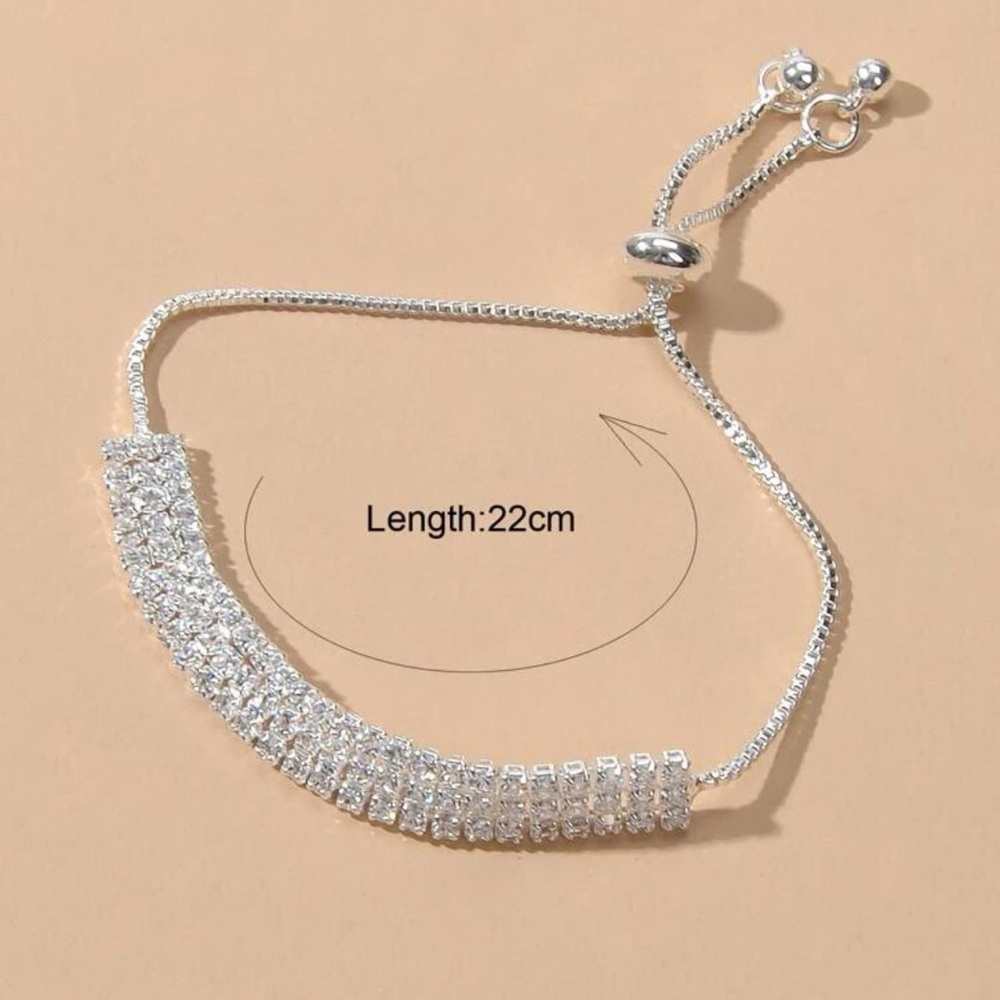 Luxurious Yellow Gold Rhinestone Adjustable Bracelet - Picture 7 of 8